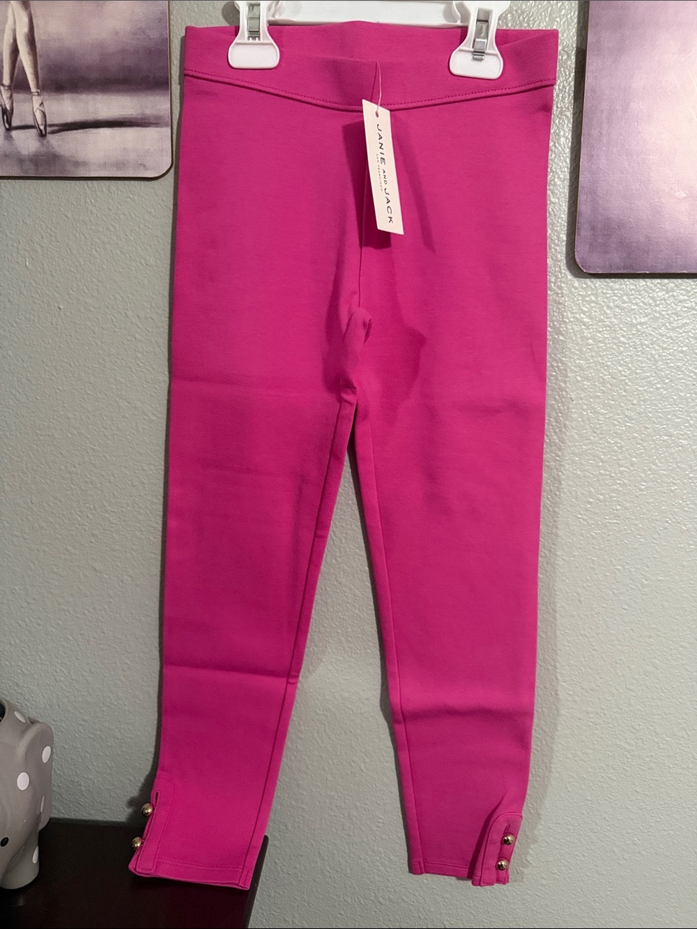 Janie and Jack size 7 girls ponte pants leggings hot pink new